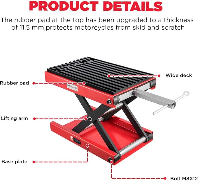 CXRCY 1200 LBS Motorcycle Lift Scissor Jack Upgraded Dirt Bike ATV Steel - Image 6