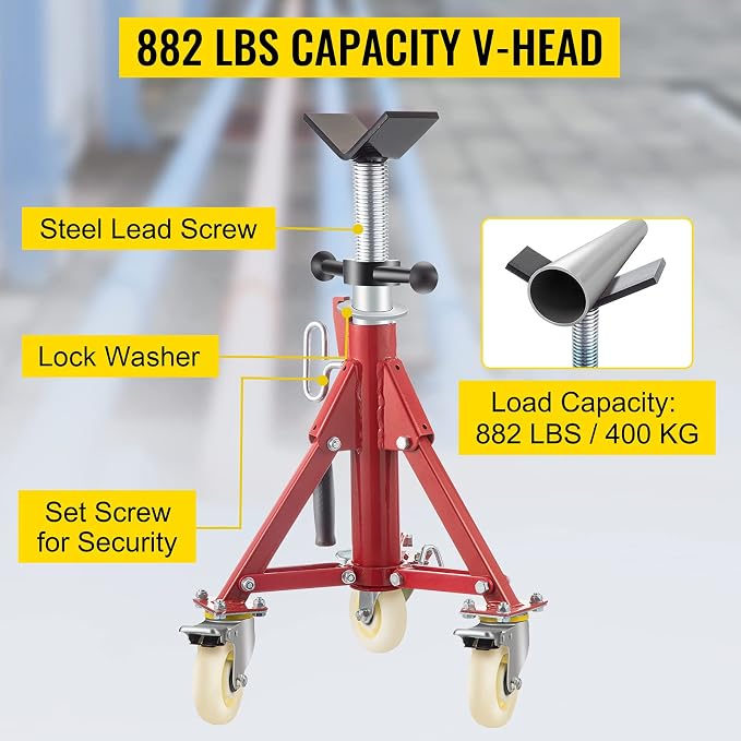 VEVOR Pipe Stand, Pipe Jack Stand, V Head Pipe Stand Adjustable Height 20-37 - Image 3