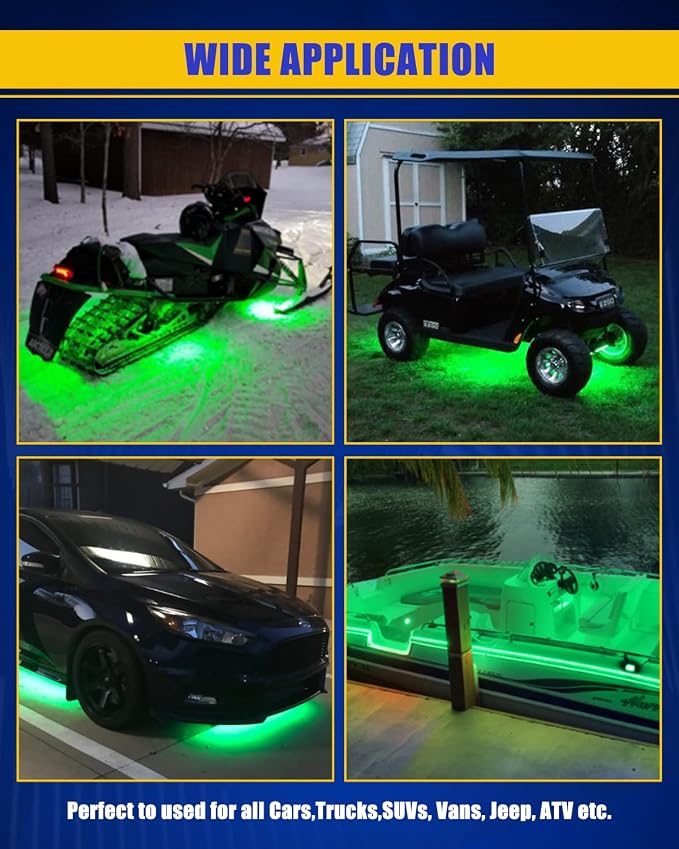 Green Led Strip Lights, 24inch 12V Interior Light Strip IP68 Waterproof Cuttable - Image 3