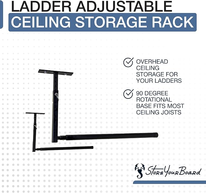 StoreYourBoard Adjustable Ceiling Rack – Hi Port 2 Garage Ceiling Ladder Hanger - Image 4