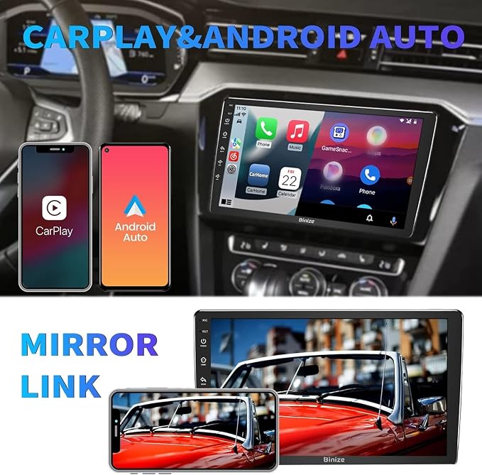 BINIZE Android Double Din 10.1 Inch Touch Screen Bluetooth Car Radio, Radio - Image 2