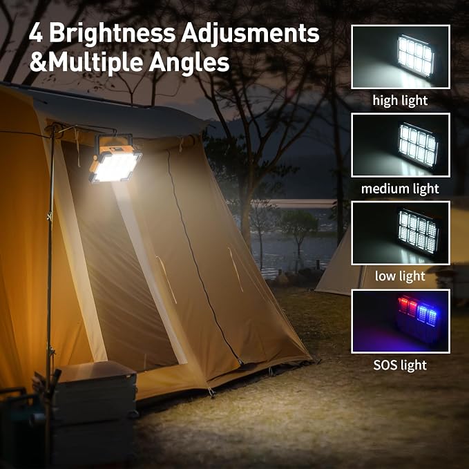 120W Solar Rechargeable Work Light, 144 LED 10000LM Led Work Light - Image 2