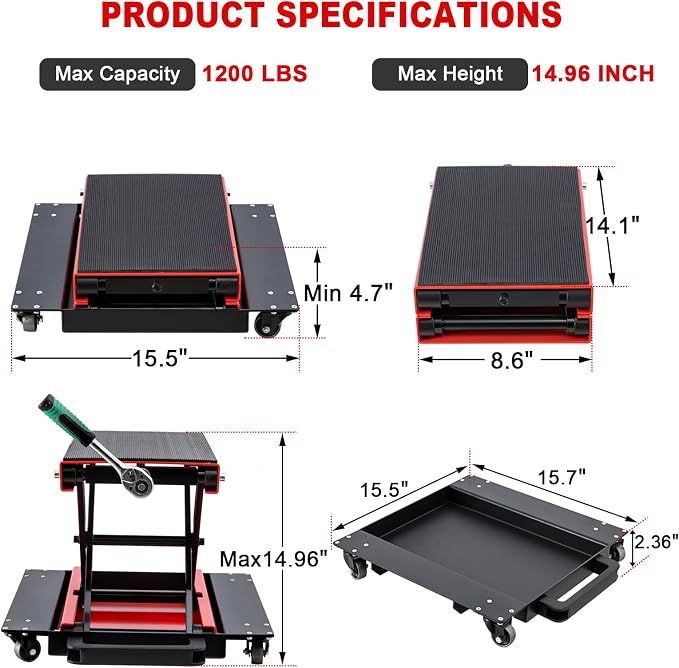 CXRCY1200 LBS Motorcycle Jack - Image 2