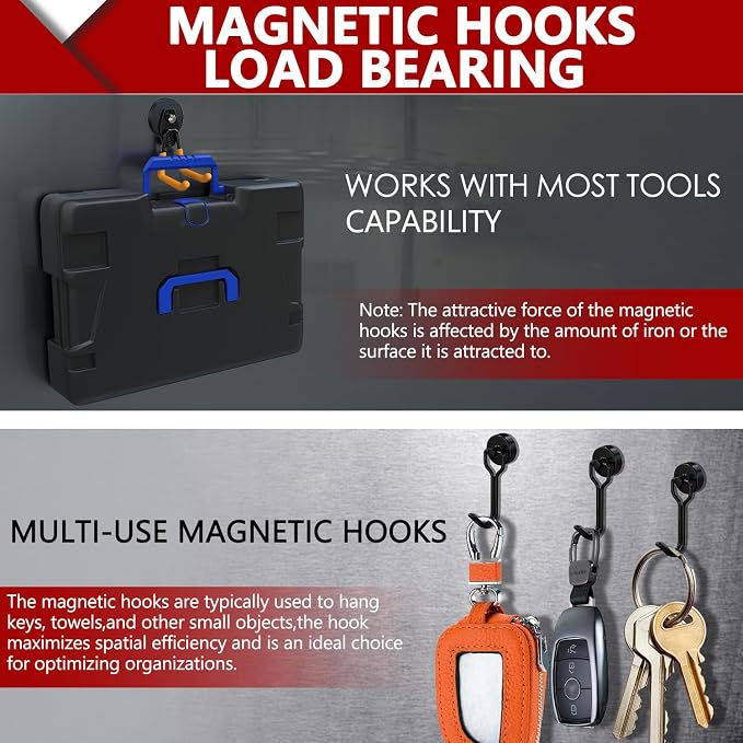 3-H Heavy Duty Magnet Garage Hooks 2 Pack, Large Strong Magnetic Hooks - Image 6