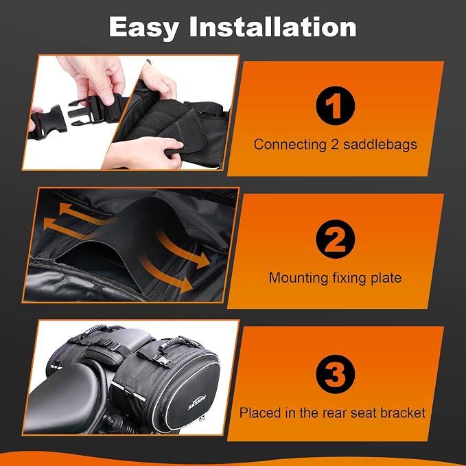 Motorcycle Saddlebags with Protective Cover, Large Capacity Extendable Saddle - Image 5