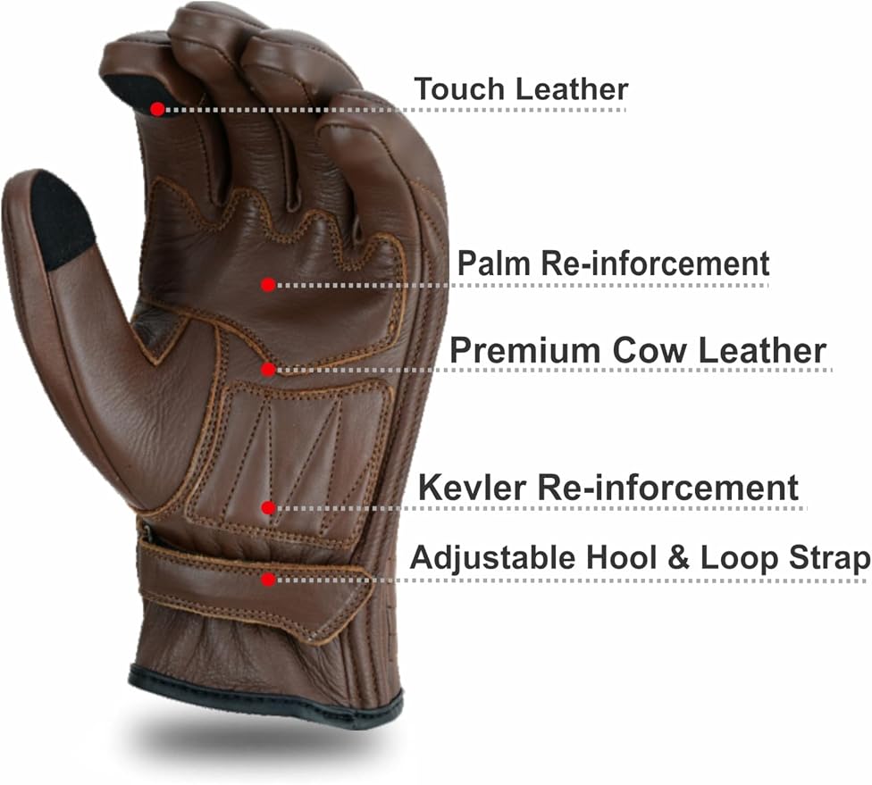 Full Finger Leather Motorcycle Gloves - Image 8