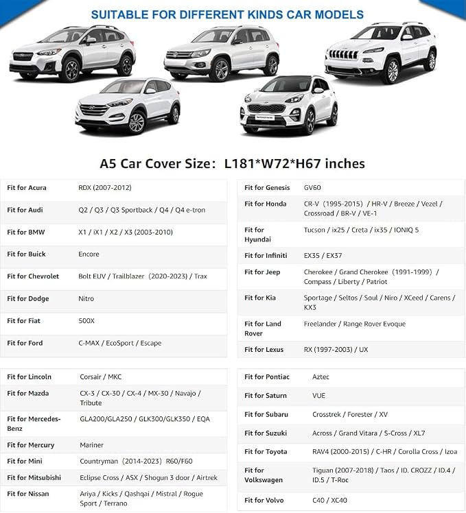 KouKou 6 Layers SUV Car Cover Waterproof All Weather, Outdoor Rain UV Dust - Image 5