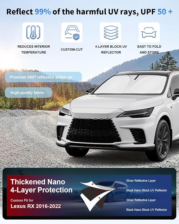 Sun Shade for RX350 Windshield Sunshade Front Window Shield Custom Fit for - Image 2