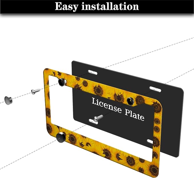 License Plate Protector for Women Yellow License Plate Frames for Men Sunflower - Image 7