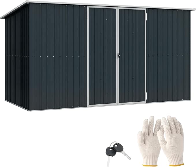 Outsunny 11' x 6' Outdoor Storage Shed, Galvanized Metal Utility Garden Tool - Image 9