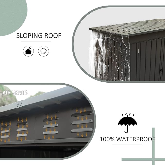 Domi Outdoor 5’ x 3’ Storage Shed, Metal Sheds Tool Storage Slope Roof - Image 4