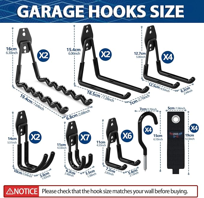 3-H Garage Wall Hooks 31 Pack, Garage Hooks Heavy Duty - Image 3