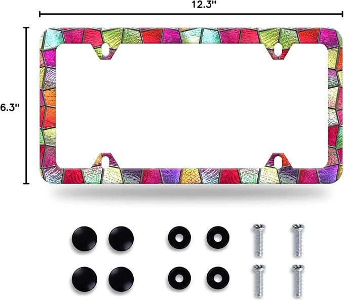 Pretty Cut Glass License Plate Frame Colorful License Plate Stainless Steel - Image 8