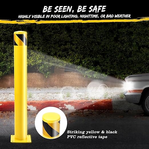2 Pack Safety Bollard Post, 42 Inch Height 4.5 Inch Diameter Yellow Pipe Safety - Image 3