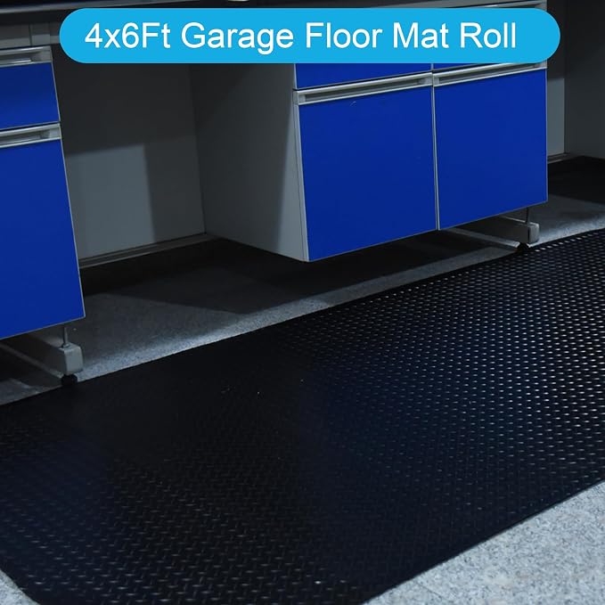 OrangeStar 4 x 6 Ft Garage Floor Mat, Diamond Plate PVC Garage Flooring Roll - Image 6