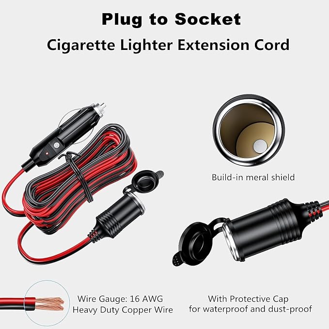 KEWIG 12/24V Car Cigarette Lighter Extension Cord - Image 4