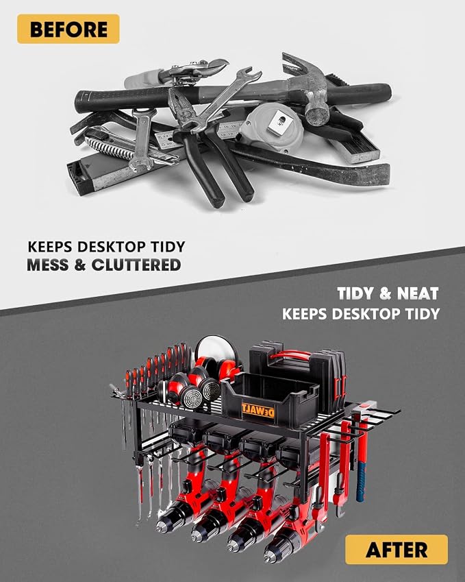 Power Tool Organizer, Garage shelving 2 Layers Garage Tool Organizers 4 Drill - Image 4