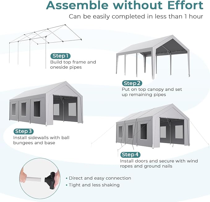 Carport 10x20 ft Heavy Duty, Car Port - Image 5