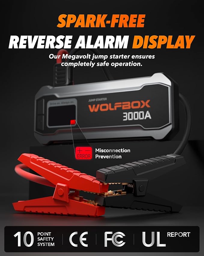 WOLFBOX 3000A Jump Starter, 12V Car Battery Jump Starter, 65W Quick Charge - Image 7