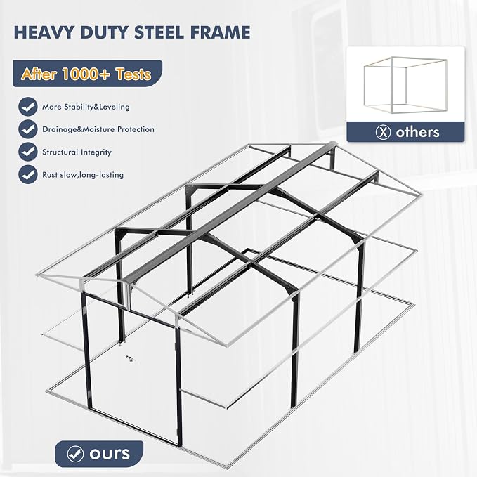 10x16 FT Metal Outdoor Shed Extra Large Waterproof Tools Storage House - Image 2