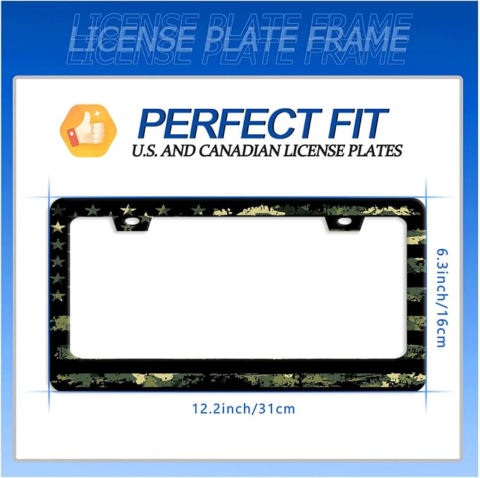 Camo License Plate Frame American Flag License Plate Stainless Steel Funny - Image 7