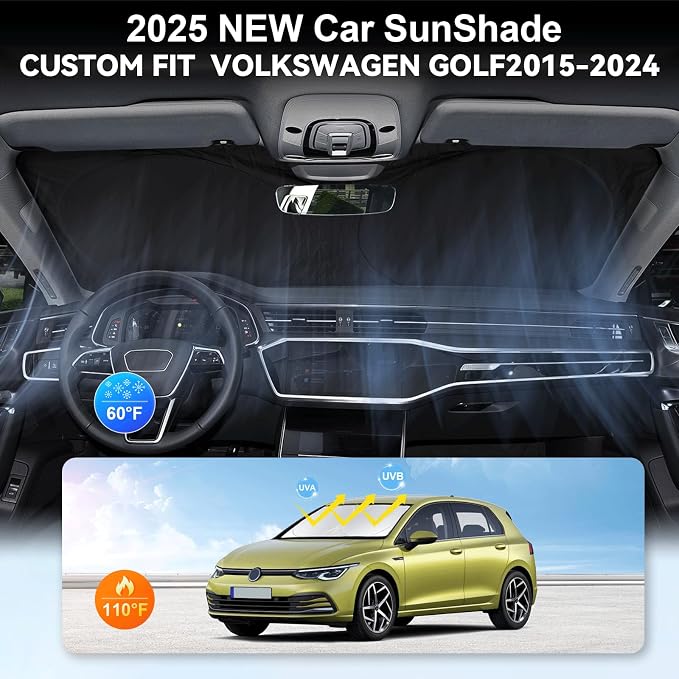 Sunshade for 2015-2023 2024 2025 Volkswagen Golf GTI e-Golf VW Golf R 4 Door - Image 2
