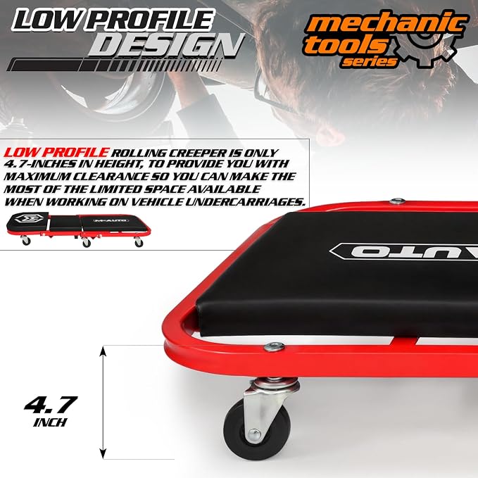 M-AUTO Foldable Z Creeper 2-in-1 Rolling Folding Car Creeper & Seat, 330LBS - Image 6
