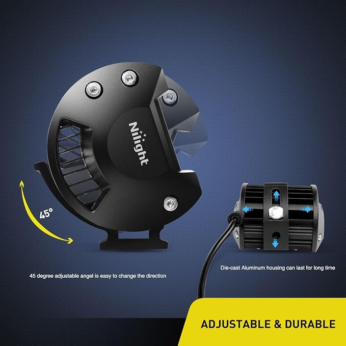 Nilight 2PC 4Inch Yellow Led Pods Triple Row 60W Flood Spot Combo Driving Fog - Image 9
