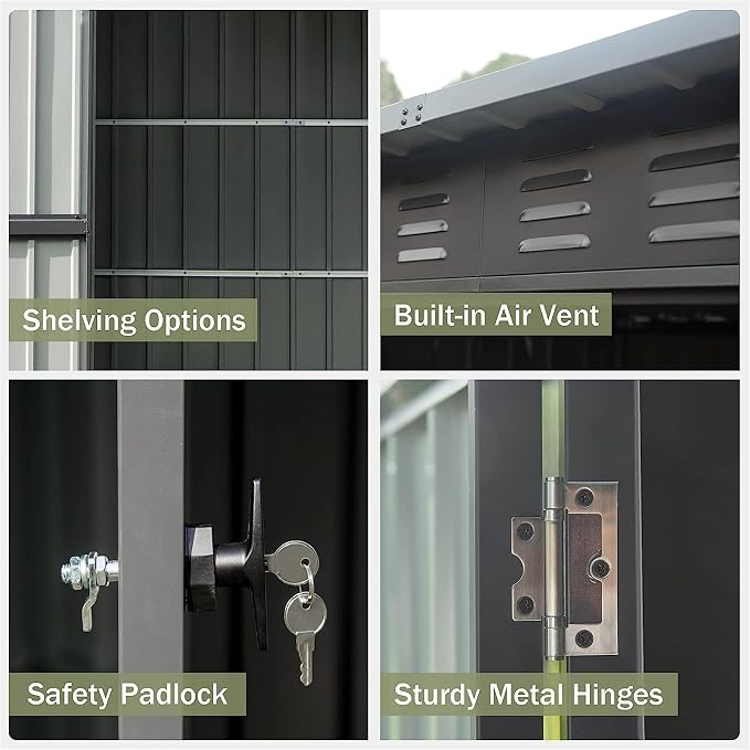 IKERY Compact Galvanized Steel Garden Shed - Image 2