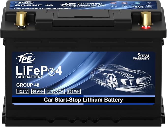 TPE Car Start-Stop Lithium Battery GROUP 48 12V 60AH Car Battery by TPE