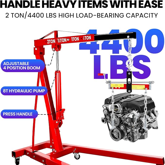 ​​Engine Lift, 2 Ton Engine Hoist Cherry Picker - Image 4