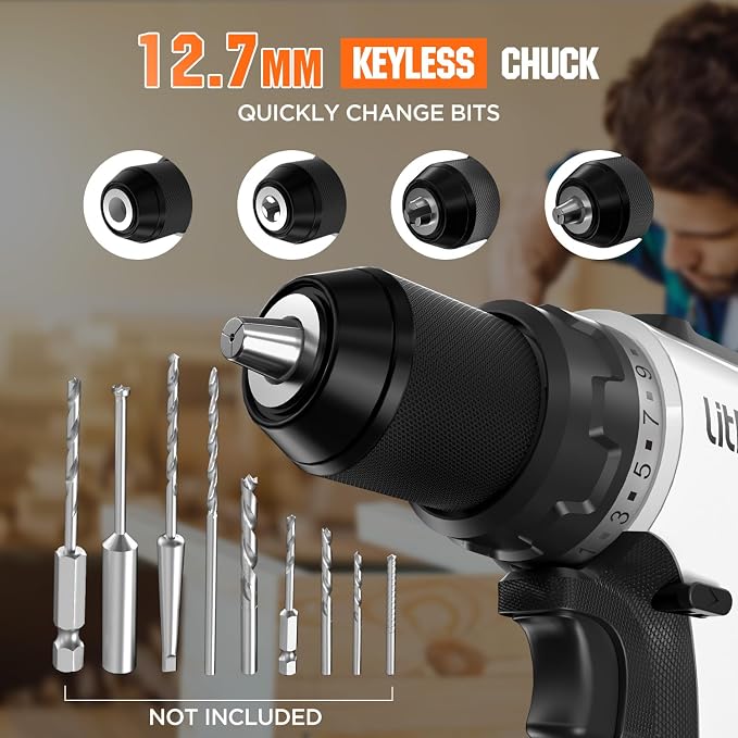 Litheli Cordless Drill Driver, Brushless Electric Power Drill - Image 5