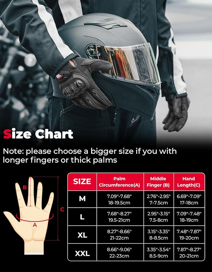 KEMIMOTO Motorcycle Gloves for Men/Women, Touchscreen Dirt Bike Gloves - Image 6