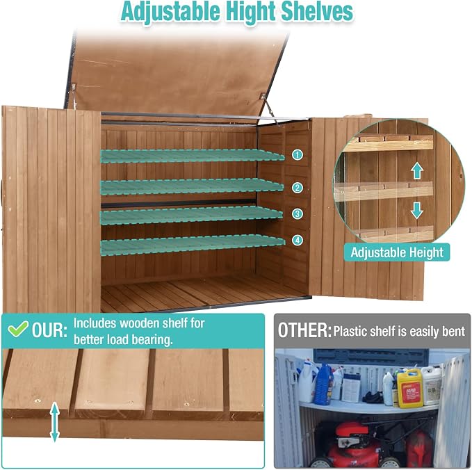 Outdoor Storage Cabinet, Wooden Garden Shed - Image 3