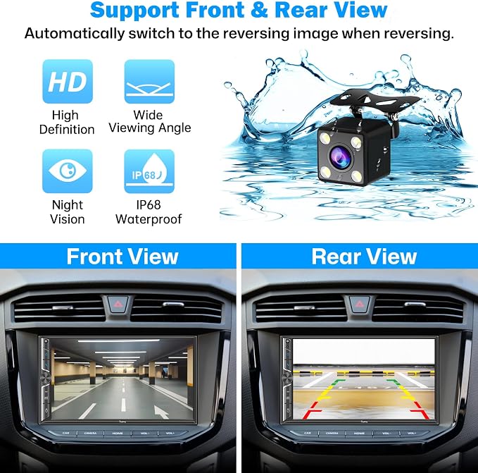 7" Double Din Car Radio with Wireless Apple CarPlay and Android Auto, 240W - Image 5