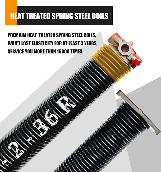 Garage Door Torsion Springs Set, Pair of 2" ID Electrophoresis Coated Garage - Image 2
