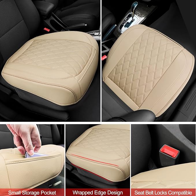 1 Pack Leather Front Car Seat Cover Bottom Car Seat, Anti-Slip and Full Wrap - Image 4