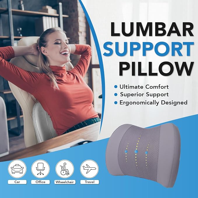 Lumbar Support Pillow for Car, Memory Foam Lumbar Pillow for Lower Back Pain - Image 2