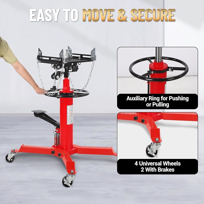 Dual Plunger Hydraulic Transmission Jack 1322lbs Capacity, 33.5"-69" High Lift - Image 6