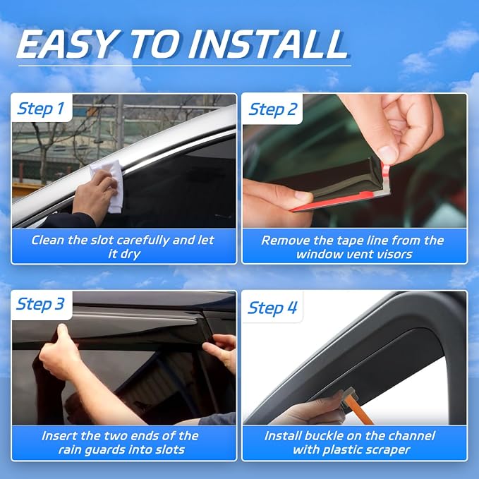 4 PCS in-Channel Rain Guards Fit - Image 7