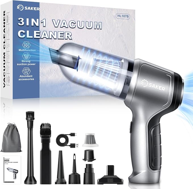 Saker Car Vacuum Portable Cordless 3 in 1 Handheld Car Vacuum 15000PA High Power by Saker