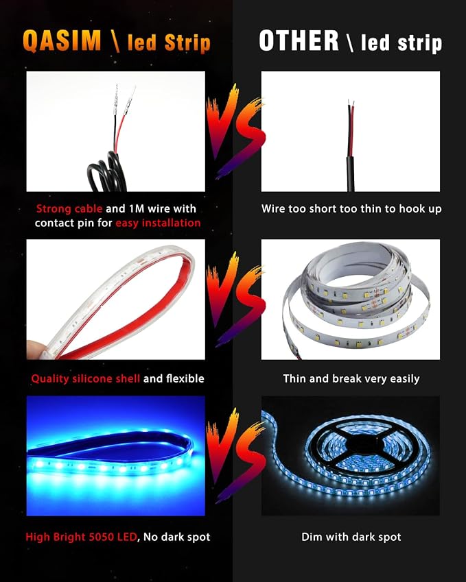 Qasim LED Strip Lights Car Boat Truck Interior Exterior Lighting, Waterproof - Image 4