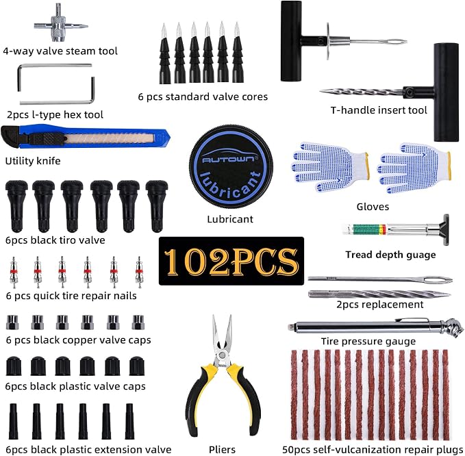 Tire Repair Kit, Universal Tire Patch kit to Fix Punctures and Plug Flats - Image 2