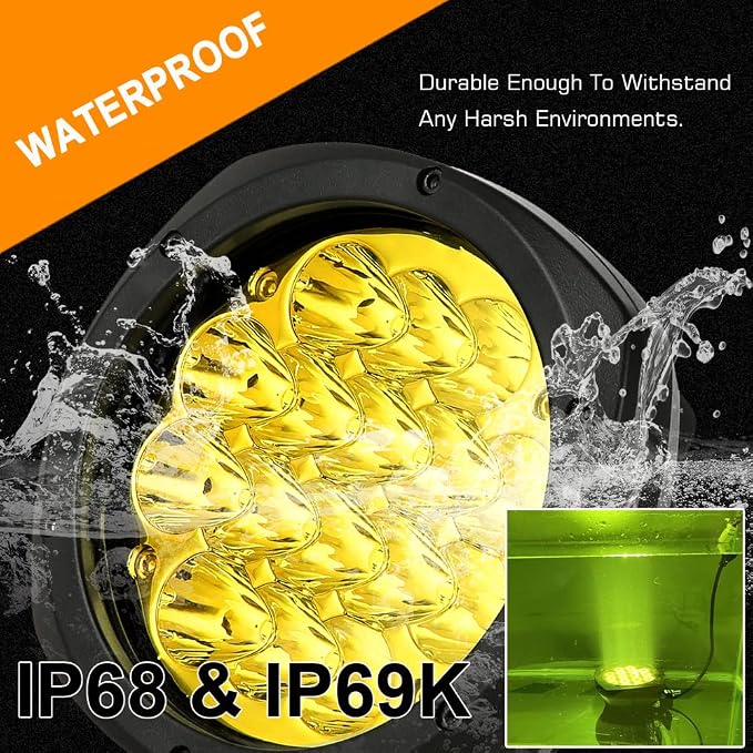 BIGLION.X 5 Inch Pair 160W Amber Round LED Offroad Lights 18800LM Amber Yellow - Image 6