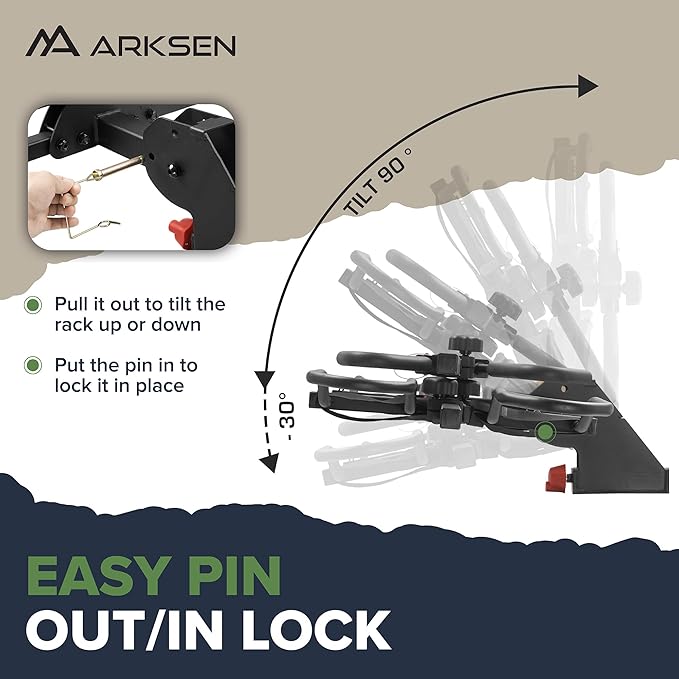 Arksen Hitch Mounted Smart Tilting 2-Bike Rack Platform Style 2" Foldable - Image 3