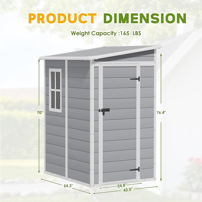 Greesum 5' x 4' Resin Weather Resistant Outdoor Storage Shed - Image 6