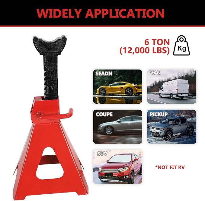 6 Ton Automotive Jack Stands, Heavy Duty Steel Car Lifting Stand - Image 7