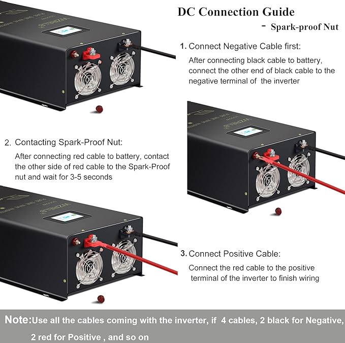 WZRELB 6000W Split Phase Pure Sine Wave Inverter, 24V DC to 120V/240V AC - Image 6