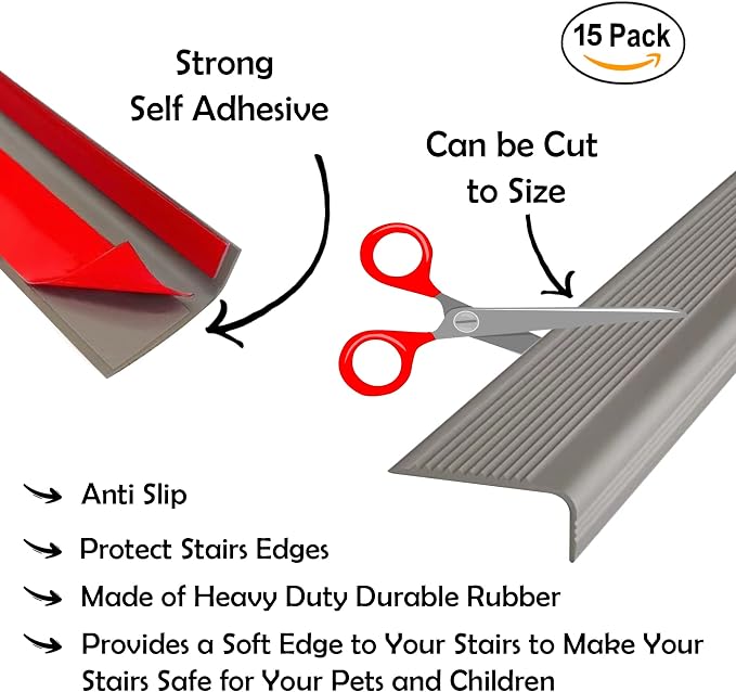 Rubber Bond Stair Edge Protector 36x2x1 inch Anti-Slip Stair Corner Trim Rubber - Image 2