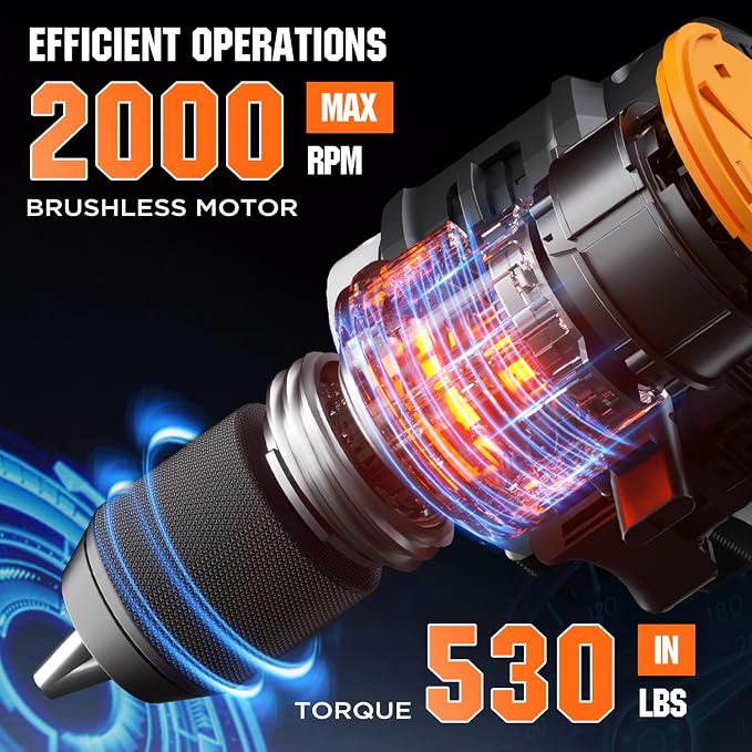 Litheli Cordless Drill Driver, Brushless Electric Power Drill - Image 2